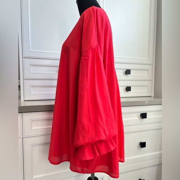 Women's Red Blouse Ruffle Sleeves Plus Size 2X - Picture 2 of 7